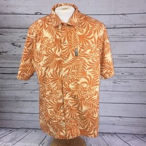 Men's Orange Tropical Print Shirt
